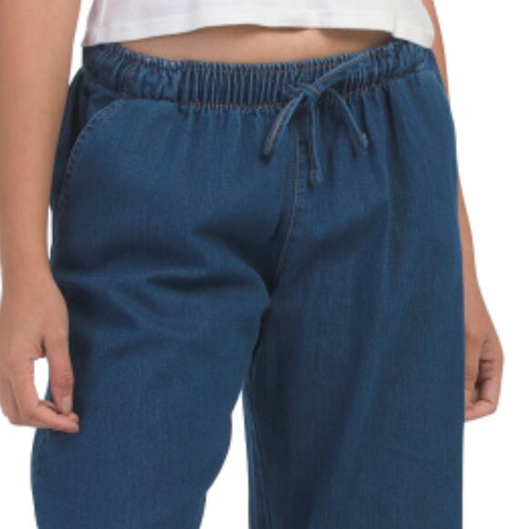 NEW BEBE Open Leg Chambray Pants Medium Blue 254 198 - Picture 3 of 10